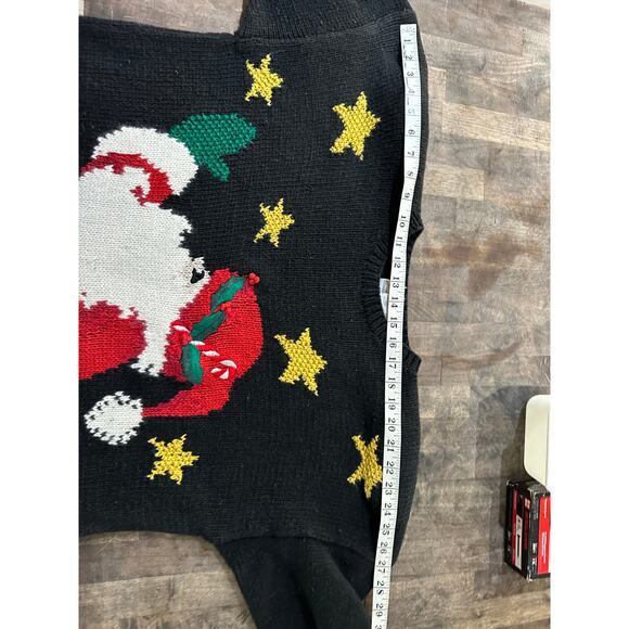 1990s Talbots Christmas Santa Claus Sweater Stars Candy Cane UGLY Christmas - Picture 7 of 8